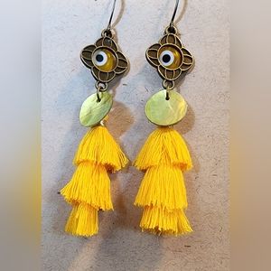 Yellow Evil Eye Earrings